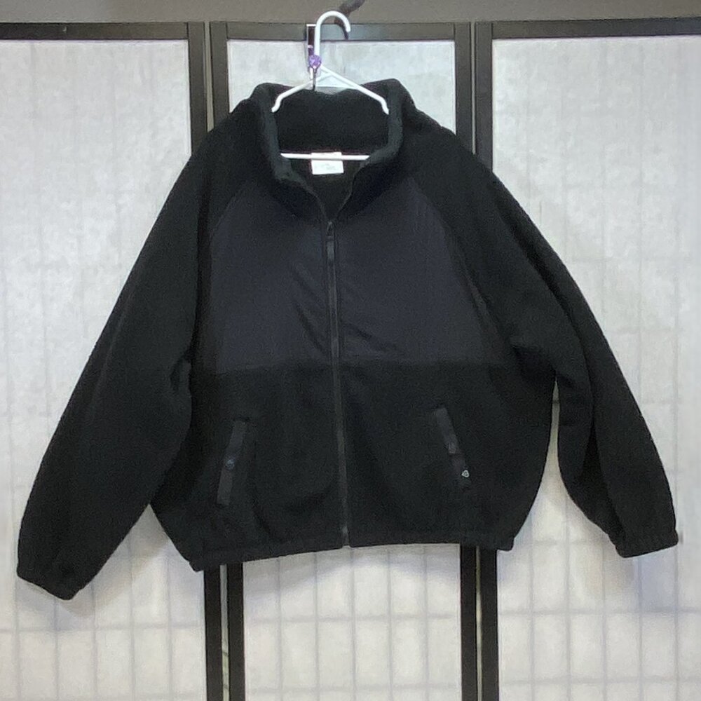 Blogilates Black Sherpa Campfire Fleece Zip Utility Jacket Outerwear XL